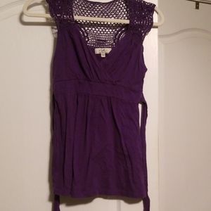 Purple cotton crochet top
